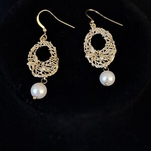 Detailed Drop Earrings With Faux Pearl